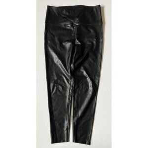 CUT THE FRILLS - Women's Black Faux Leather Stretch Pants Leggings - Size Medium